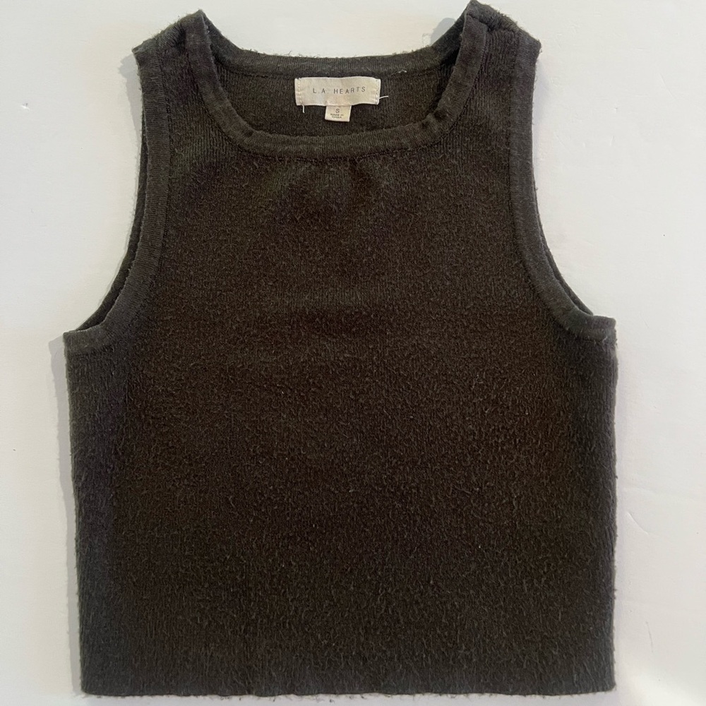 Olive green cropped tank top S